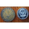 Rwanda 5 Francs 1987 & 20 Francs 2003