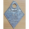1949 Paarl Municipality Cycle Fiets license #65