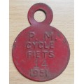 1951 Paarl Municipality Cycle Fiets license #14