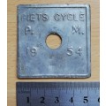 1954 Paarl Municipality Fiets Cycle license #2