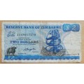 1980 Zimbabwe $2 Salisbury - first version - Series AA