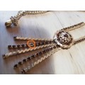 Lovely vintage costume jewellery necklace with brown stones