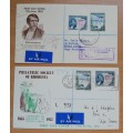 1955 Rhodesia & Nyasaland pair of Illustrated FDCs registered airmail to Cape Town