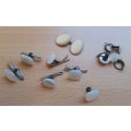 Vintage collection of mother of pearl button clips and detachable studs