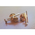 Pair of vintage gold-plated helicopter pin badges