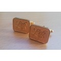 Pair of vintage gold-plated cufflinks - LB logo