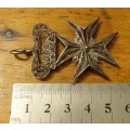 Unusual filigree Maltese cross with crown pendant, early 20th century