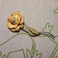 Large vintage yellow rose brooch