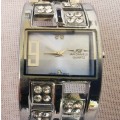 Ladies Ian Daniels jewelled bracelet-style quartz watch - new battery, working