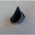 Vintage silver plated ring with black oval front, size N
