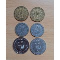 West African States lot of 6 coins 1970s & 80s - 10 to 100 Francs