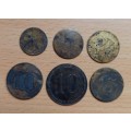 Germany lot of 6 werth marke tokens, some with overstamps