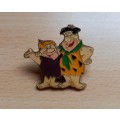 Vintage Flintstones Fred & Barney Hanna Barberra pin badge, 1988