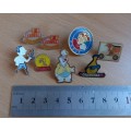 Lot of 8 vintage lapel pin badges related to the food industry - mostly French
