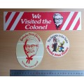 Great lot of 3 vintage Kentucky Fried Chicken (KFC) stickers