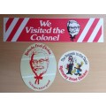 Great lot of 3 vintage Kentucky Fried Chicken (KFC) stickers