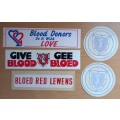 Lot of 5 vintage blood donation stickers