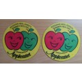 Lot of 13 vintage Applemist apple juice & `luv `n apple` stickers