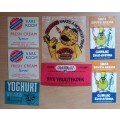 Lot of 7 vintage SA product advertising stickers - see listing for detail