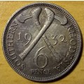 1932 Southern Rhodesia silver 6 Pence *great coin*