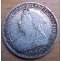 1901 Great Britain sterling silver 6 Pence