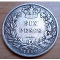 1842 Great Britain sterling silver 6 Pence - good coin