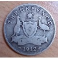 1912 Australia 3 Pence, silver