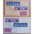1947 SWA pair of registered covers to SA with overprint pairs