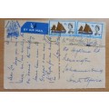 1963 Great Britain airmail postcard to South Africa, posted onboard H.M.S. Victory