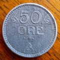 1943 Norway WWII 50 Ore, zinc coin
