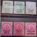 India 1900-1902 6 MH stamps of Nabha, Jhind, Chamba & Gwalior states