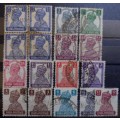 1941 India George VI lot of 13 used singles & block of 4