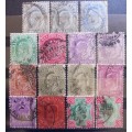 1902 India lot of 15 used Edward VII stamps, excellent colour variations