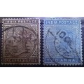 India 1882-1900 lot of 8 used stamps Victoria