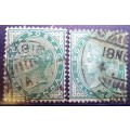 India 1882-1900 lot of 8 used stamps Victoria