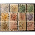 Austria 1904 to 1906 lot of 12 Heller stamps, used