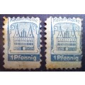 Germany pair of tiny Rabatt Marke discount stamps 1 Pfennig