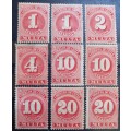 1898 Chile full set of 5 postage dues + duplicates MH (9 stamps)