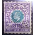 1902 Natal 1 Pound 10 Shillings, used
