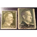 1942 Germany lot of 2 Hitler stamps, used
