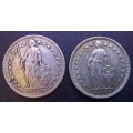 Switzerland silver 1946 and 1957 1/2 Franc