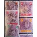 Cape of Good Hope lot of 9 revenue stamps, used 1d to 1 pound