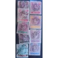 Cape of Good Hope lot of 9 revenue stamps, used 1d to 1 pound