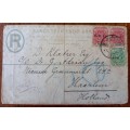 1901 ZAR Boer-war era registered cover E.R.I. and V.R.I. overprints Jburg to Holland + 4 Pence