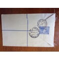 1946 SA Union registered cover Johannesburg to Grahamstown on 4d prepaid envelope