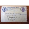 1946 SA Union registered cover Johannesburg to Grahamstown on 4d prepaid envelope