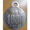 1939 Cape Town (CCC) license disk