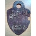 1935 Paul Roux or Pilgrim`s Rest Municipality bicycle license disk