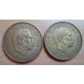 Denmark 1 Krone 1944 & 1946