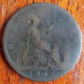 1864 Great Britain Half Penny - well-used, very rare